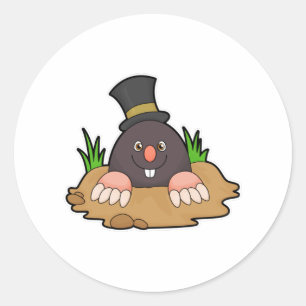 Sticker Rond Mole avec Molehill et Casquette