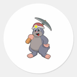 Sticker Rond Mole avec Pickaxe