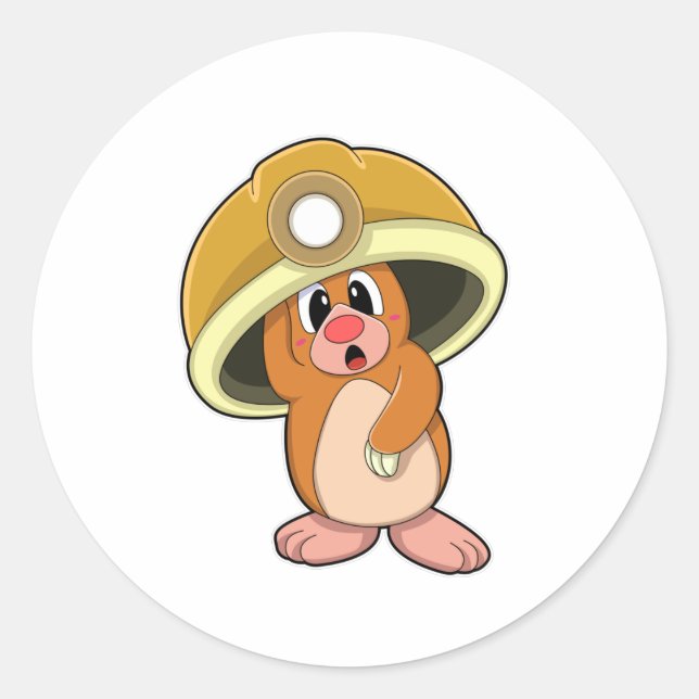 Sticker Rond Mole comme mineur avec casque (Devant)