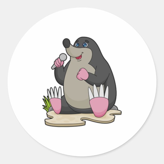 Sticker Rond Mole en chanteur avec microphone (Devant)