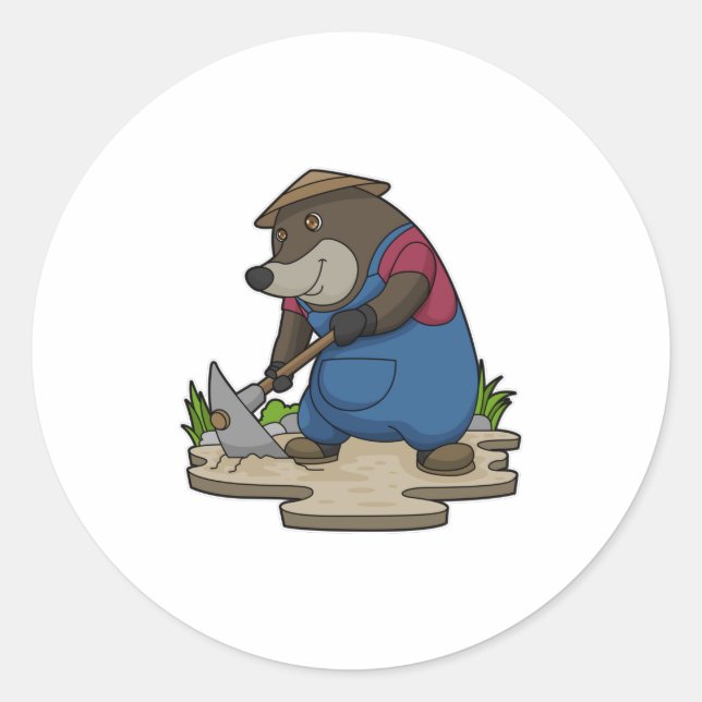 Sticker Rond Mole en tant qu'agriculteur (Devant)
