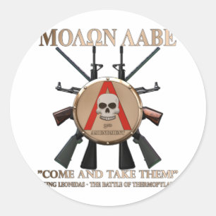 Sticker Rond Molon Labe - Bouclier spartiate