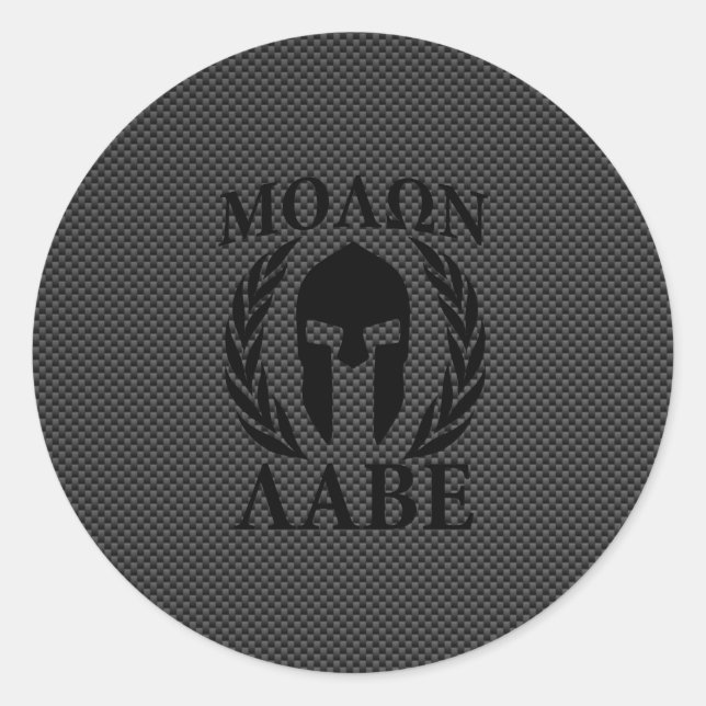 Sticker Rond Molon Labe Spartan Warrior Laurels Décor Carbone (Devant)