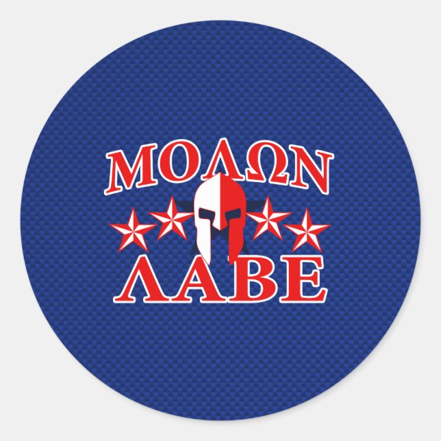 Sticker Rond Molon Labe Spartan Warrior Mask 5 étoiles Patriot (Devant)