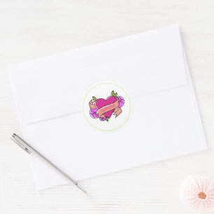 Sticker Rond MOM Heart Tattoo Mères Jour Enked Love