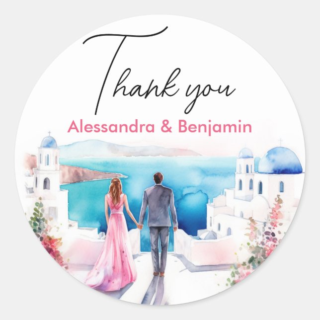 Sticker Rond Moments mariages Aquarelle pour cadeaux (Devant)