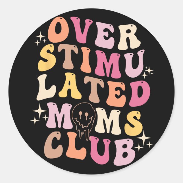 Sticker Rond Moms Club Retro Super Mothers Day (Devant)