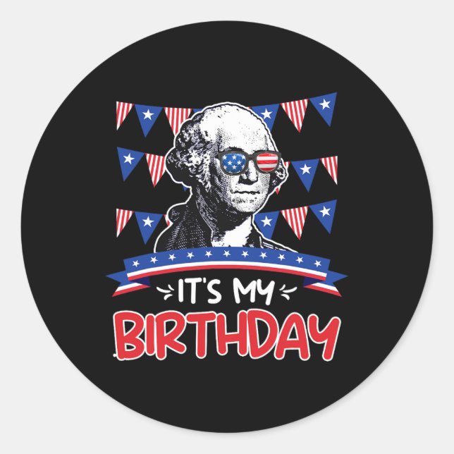 Sticker Rond Mon anniversaire fête de l'Indépendance George Was (Devant)