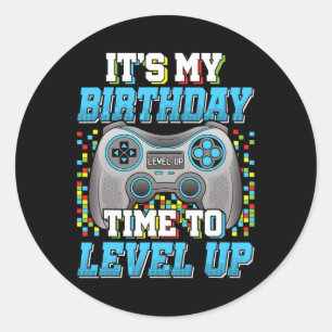 Sticker Rond Mon Anniversaire L'Heure D'Augmenter Le Jeu Vidéo 