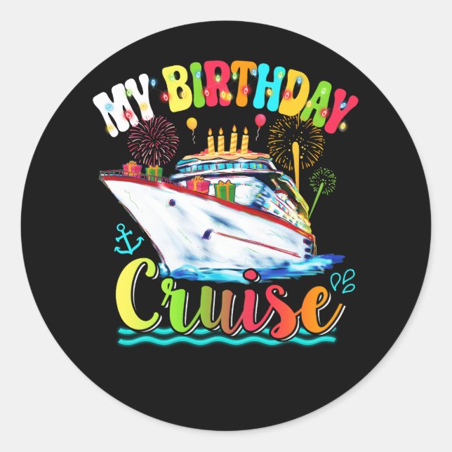 Sticker Rond Mon Anniversaire Voyage de croisière de bateau de  (Devant)