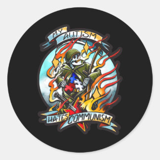 Sticker Rond Mon autisme déteste le communisme