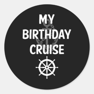 Sticker Rond Mon bateau de croisière d'anniversaire