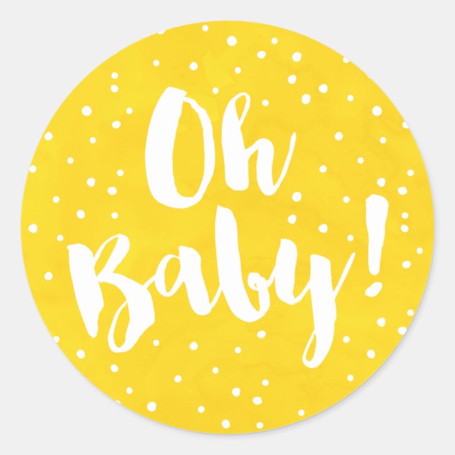 Sticker Rond Mon bébé Baby shower d'aquarelle jaune (Devant)