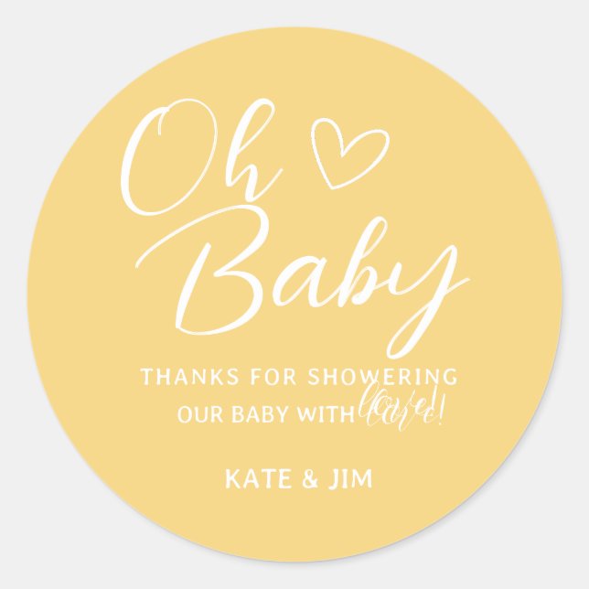 Sticker Rond Mon bébé Merci de Baby shower jaune (Devant)
