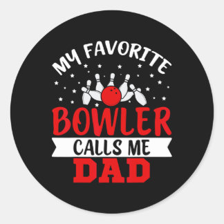 Sticker Rond Mon Bowler Favori M'Appelle Papa Drôle Bowling Pap