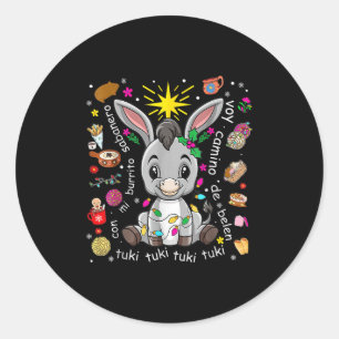 Sticker Rond Mon Burrito Sabanero Noël Mexicain Espagnol Xmas