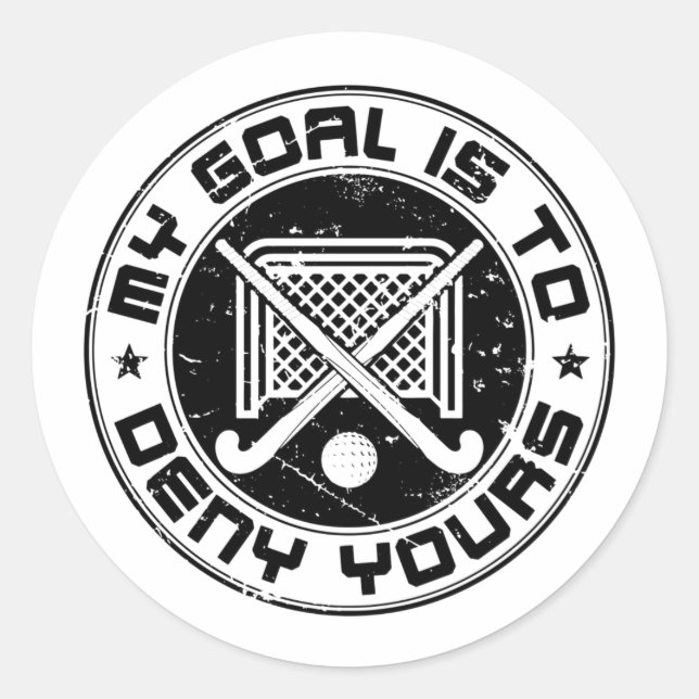 Sticker Rond Mon but est de refuser votre gardien de but de hoc (Devant)