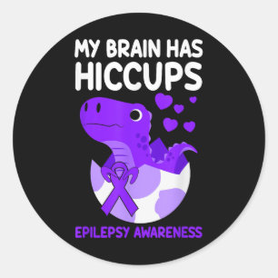 Sticker Rond Mon Cerveau A Hictasses Purple Ribbon Epilepsie