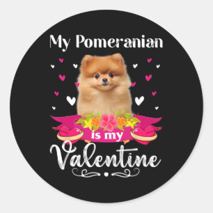 Sticker Rond Mon chien Pomeranian est mon amant de la Saint-Val