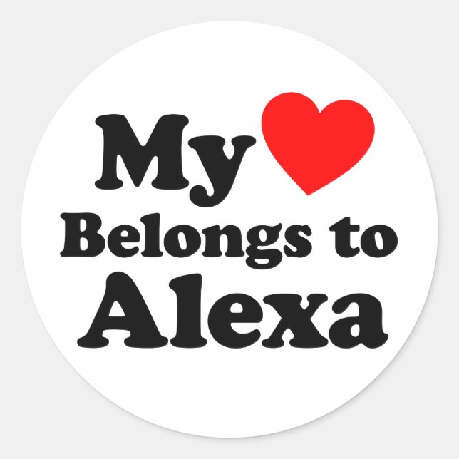 Sticker Rond Mon coeur appartient à Alexa (Devant)