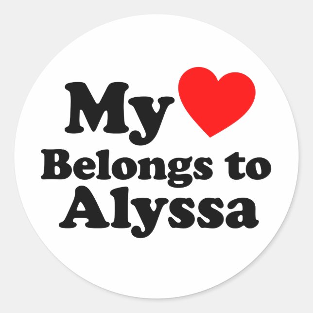 Sticker Rond Mon coeur appartient à Alyssa (Devant)