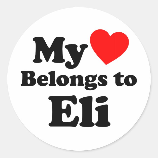 Sticker Rond Mon coeur appartient à Eli (Devant)