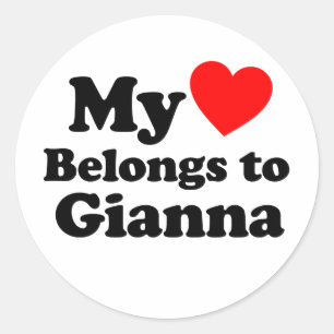 Sticker Rond Mon coeur appartient à Gianna