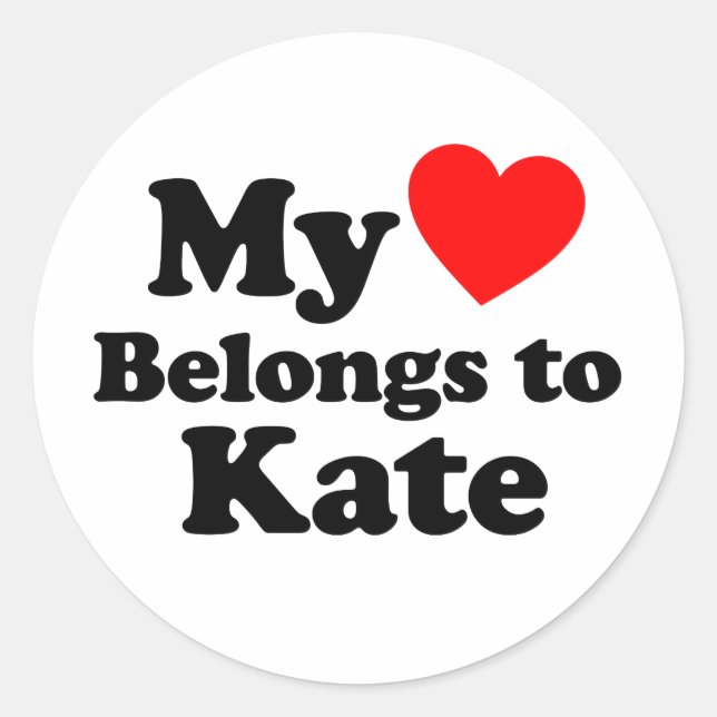 Sticker Rond Mon coeur appartient à Kate (Devant)