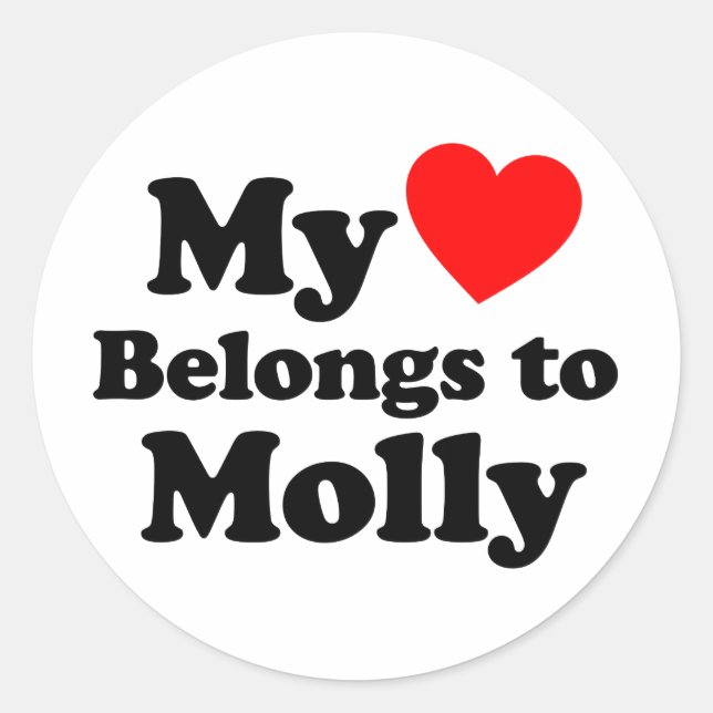 Sticker Rond Mon coeur appartient à Molly (Devant)