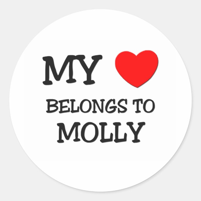 Sticker Rond Mon Coeur appartient à MOLLY (Devant)