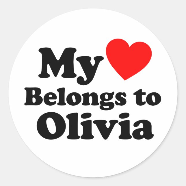 Sticker Rond Mon coeur appartient à Olivia (Devant)