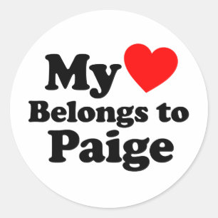 Sticker Rond Mon coeur appartient à Paige