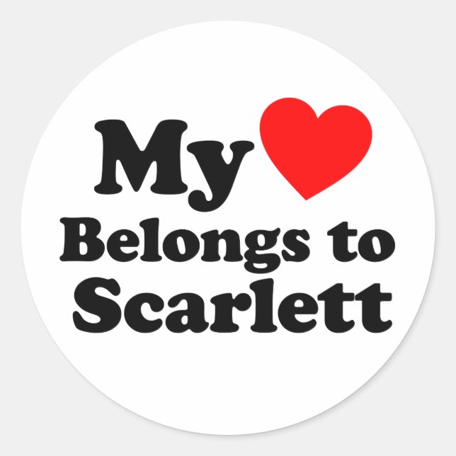 Sticker Rond Mon coeur appartient à Scarlett (Devant)