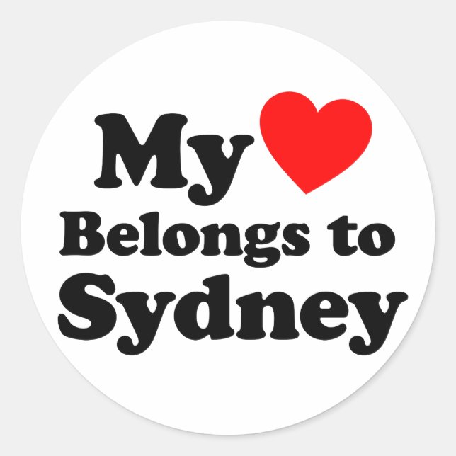 Sticker Rond Mon coeur appartient à Sydney (Devant)