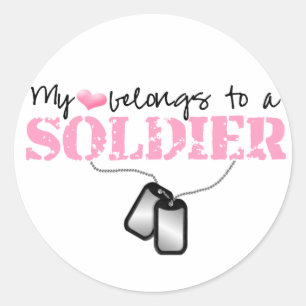 Sticker Rond Mon Coeur Appartient À Un Soldat