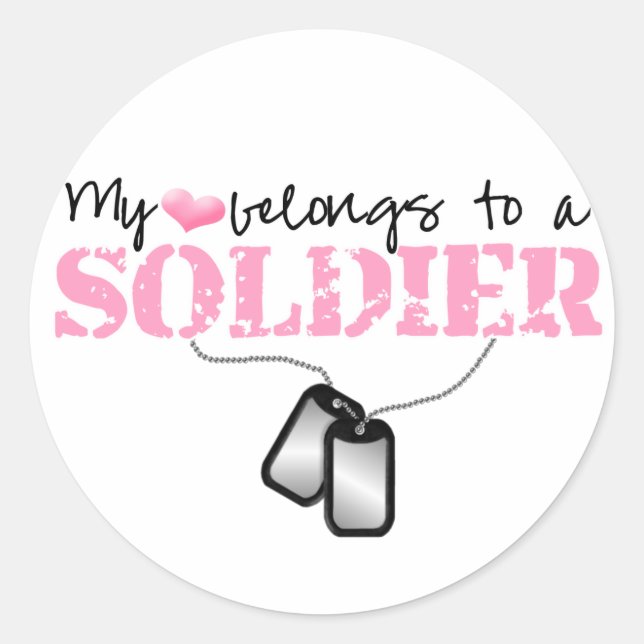 Sticker Rond Mon Coeur Appartient À Un Soldat (Devant)