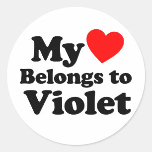 Sticker Rond Mon coeur appartient à Violet