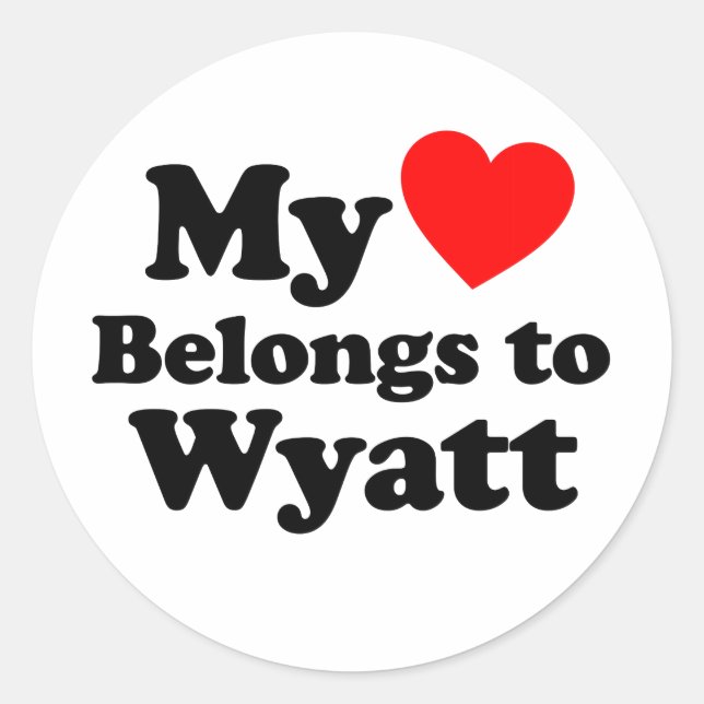 Sticker Rond Mon coeur appartient à Wyatt (Devant)