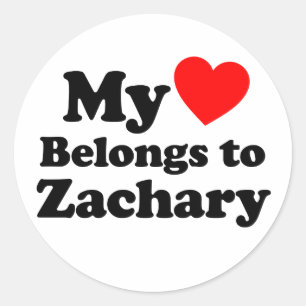Sticker Rond Mon coeur appartient à Zachary