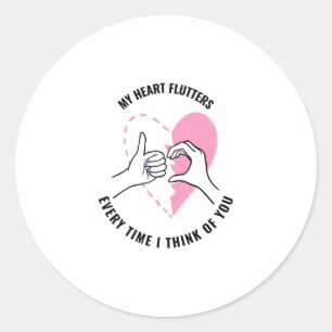 Sticker Rond Mon coeur flotte à chaque fois que je pense à toi