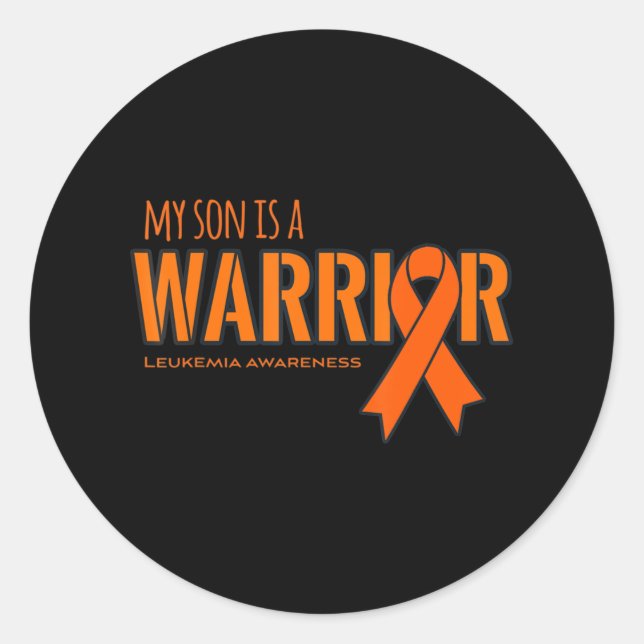 Sticker Rond Mon fils est un guerrier Leucémie Cancer Sensibili (Devant)