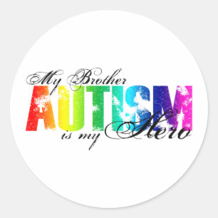 Sticker Rond Mon frère Mon héros - Autisme