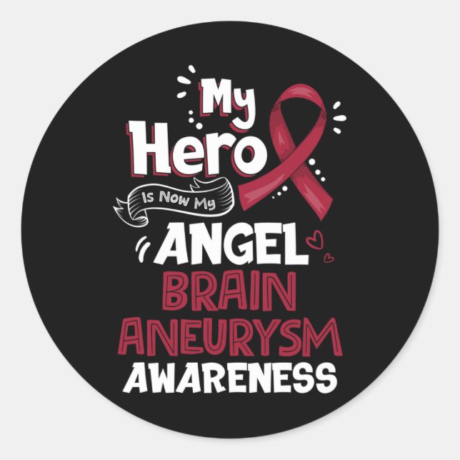 Sticker Rond Mon Héros Est Maintenant Mon Ange Cerveau Aneurie  (Devant)