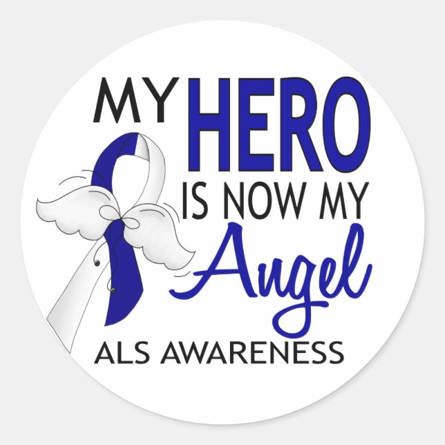Sticker Rond Mon héros est mon ange ALS (Devant)