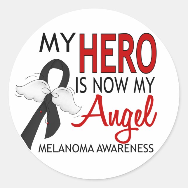 Sticker Rond Mon Héros Est Mon Ange Melanoma (Devant)