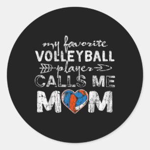 Sticker Rond Mon Joueur de volley-ball préféré m'appelle Maman 