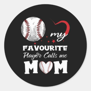 Sticker Rond Mon joueur favori de baseball m'appelle maman mère