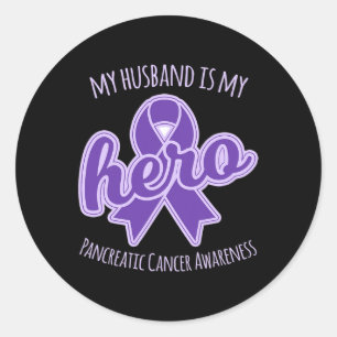 Sticker Rond Mon Mari Est Mon Héros Pancréatique Cancer Sensibi