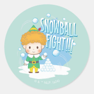 Sticker Rond Mon pote, l'Elf Snowball combat !
