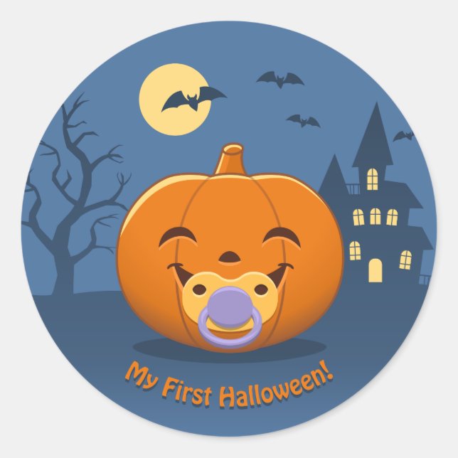 Sticker Rond Mon premier Citrouille de pacificateur Halloween (Devant)